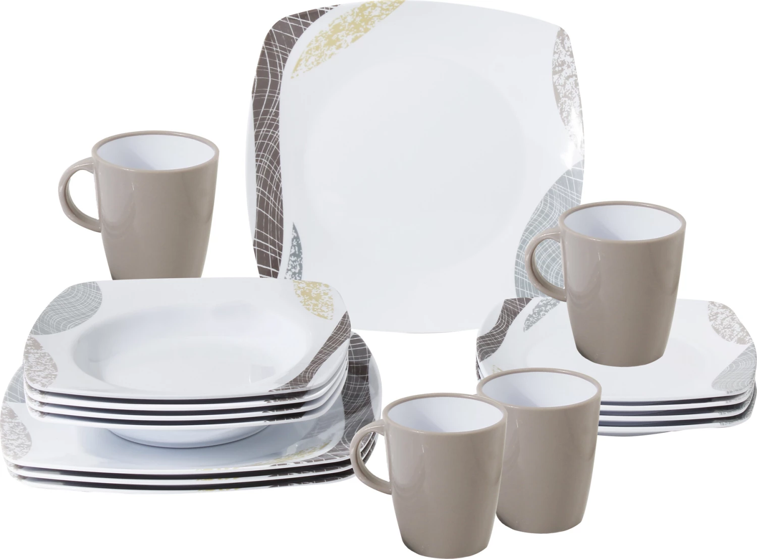 Brunner Melamine Dishes Set 2 Pieces, marron/blanc 3 Brunner Melamine Dishes Set 2 Pieces, marron/blanc