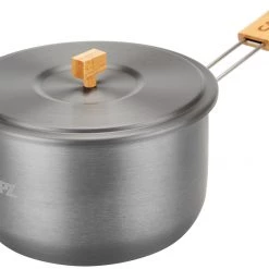 CAMPZ Set de cuisson en aluminium avec poignées en bambou, gris/marron 10 CAMPZ Set de cuisson en aluminium avec poignées en bambou, gris/marron -Cuisine de Camping Soldes campz aluminium cooking set with bamboo handles grey brown 3