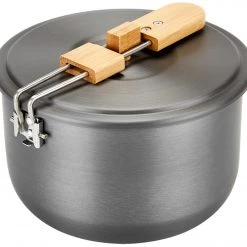 CAMPZ Set de cuisson en aluminium avec poignées en bambou, gris/marron 13 CAMPZ Set de cuisson en aluminium avec poignées en bambou, gris/marron -Cuisine de Camping Soldes campz aluminium cooking set with bamboo handles grey brown 6