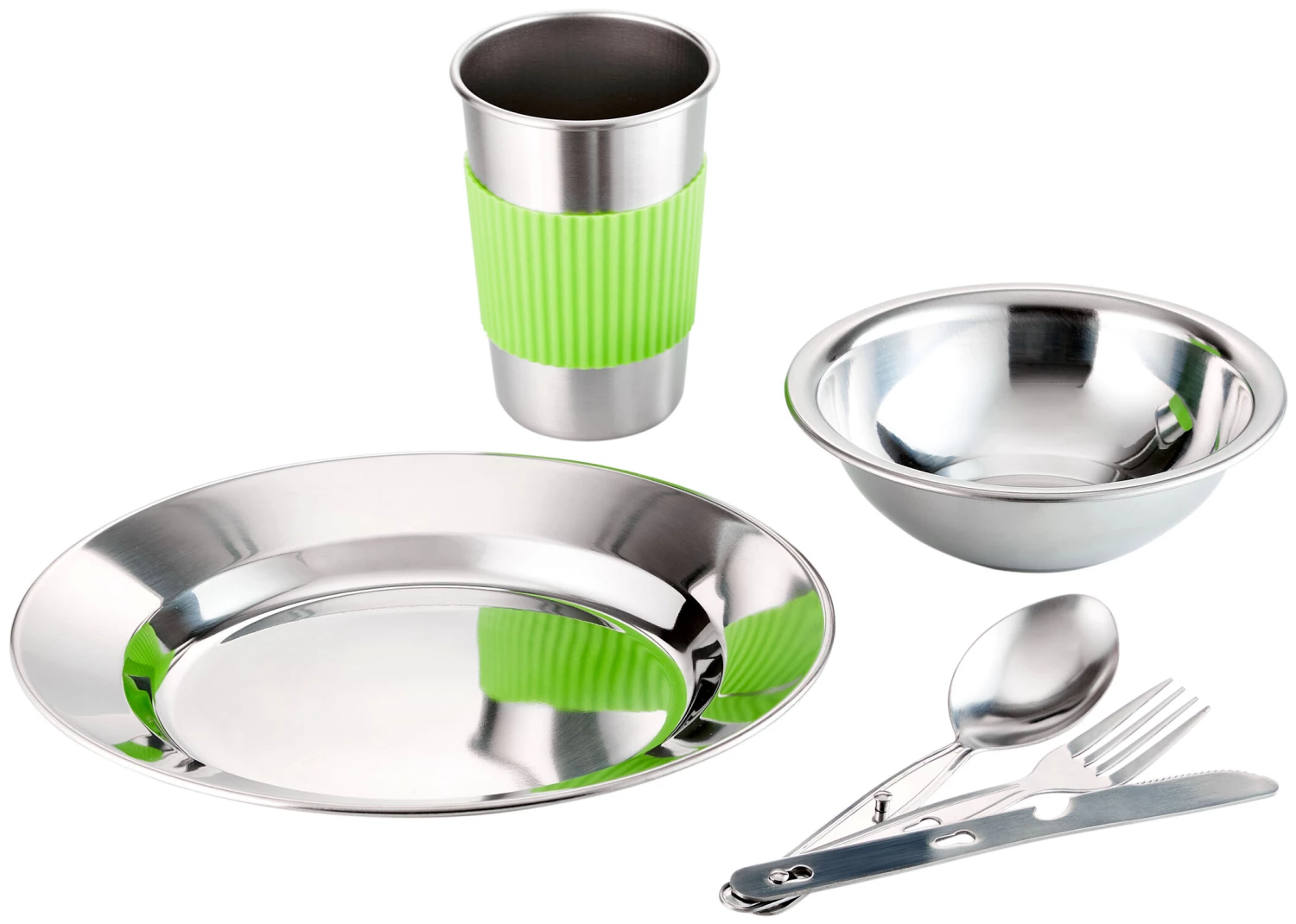 CAMPZ Set dîner en inox 1 personnes, argent 3 CAMPZ Set dîner en inox 1 personnes, argent