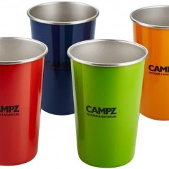 CAMPZ Kit de gobelets Acier inoxydable 4 pièces, Multicolore