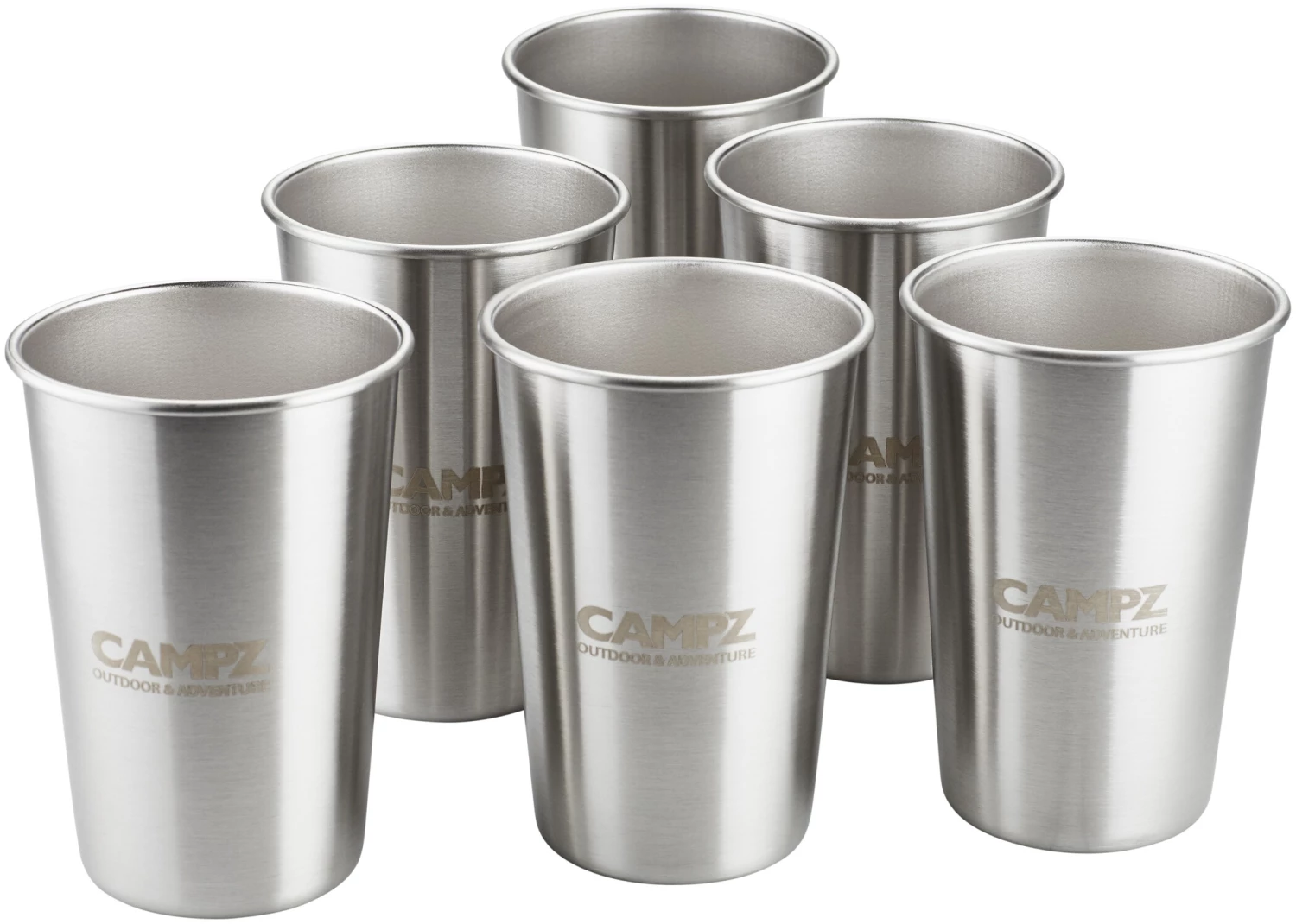 CAMPZ Kit de gobelets Acier inoxydable 6 pièces, argent 2 CAMPZ Kit de gobelets Acier inoxydable 6 pièces, argent