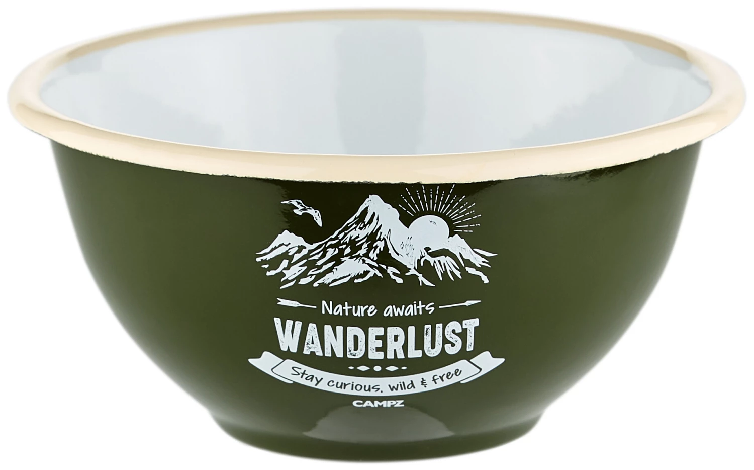 CAMPZ Wanderlust Enamel Bowl, vert/blanc 3 CAMPZ Wanderlust Enamel Bowl, vert/blanc