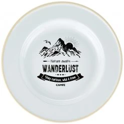 CAMPZ Wanderlust Enamel Flat Plate, vert/blanc