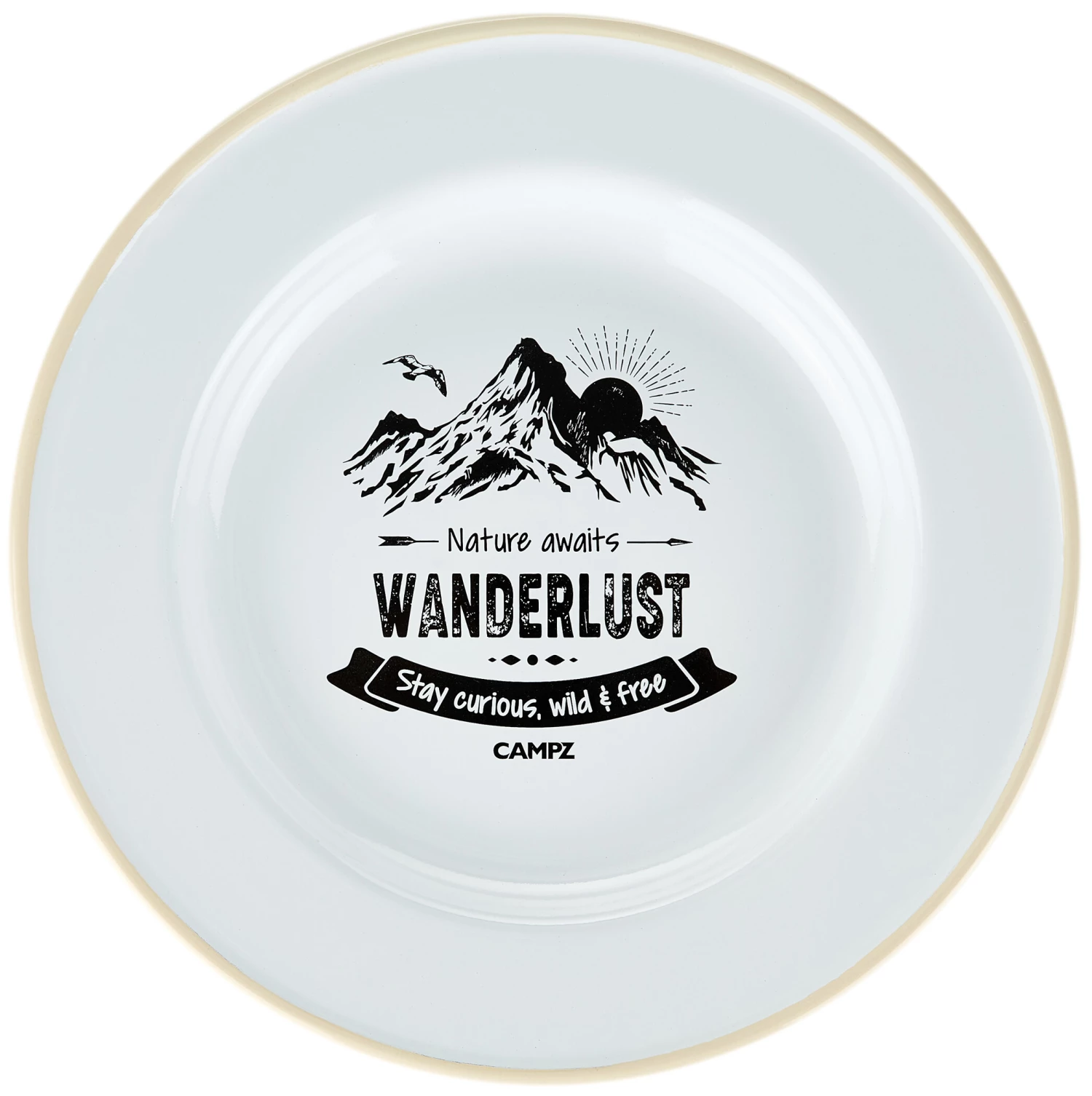 CAMPZ Wanderlust Enamel Flat Plate, vert/blanc 3 CAMPZ Wanderlust Enamel Flat Plate, vert/blanc