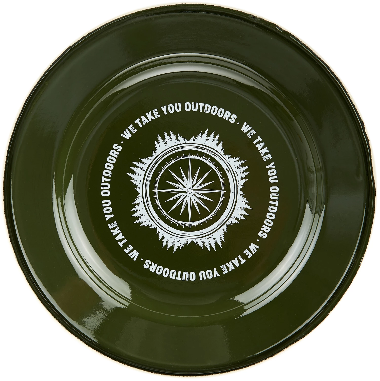 CAMPZ Wanderlust Enamel Flat Plate, vert/blanc 4 CAMPZ Wanderlust Enamel Flat Plate, vert/blanc – Image 2