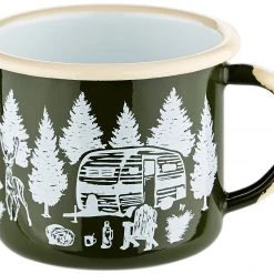 CAMPZ Wanderlust Enamel Mug, vert/blanc