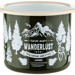 CAMPZ Wanderlust Enamel Mug, vert/blanc 11 CAMPZ Wanderlust Enamel Mug, vert/blanc -Cuisine de Camping Soldes campz wanderlust enamel mug forrest green white cream 5