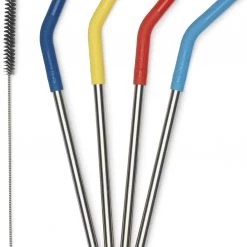 Klean Kanteen Straw Set 4 Pieces 8mm, argent/Multicolore