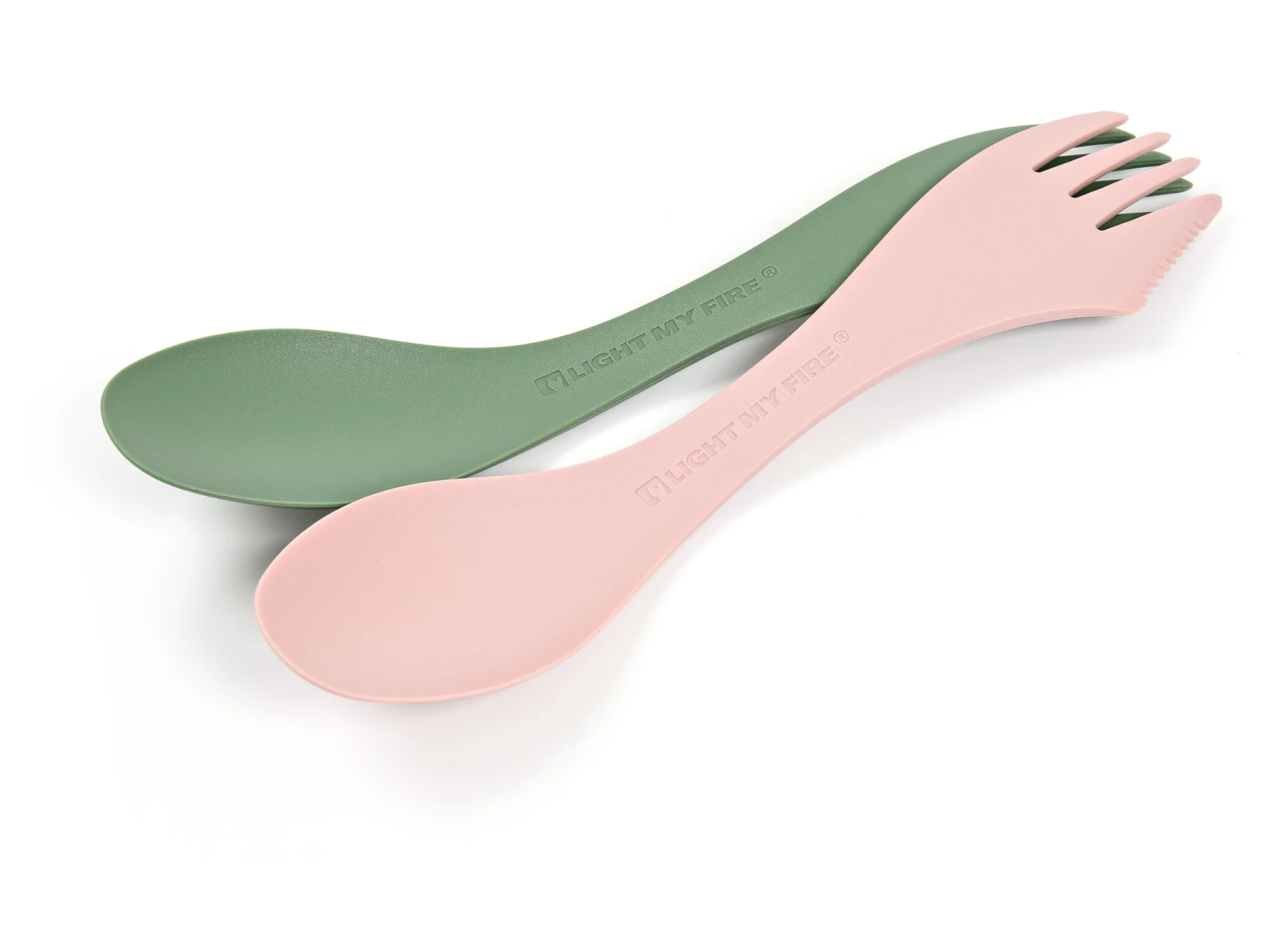 Light My Fire Spork Medium BIO 2 packs, vert/rose 3 Light My Fire Spork Medium BIO 2 packs, vert/rose