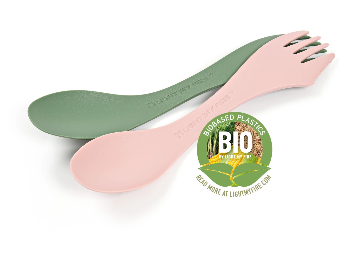Light My Fire Spork Medium BIO 2 packs, vert/rose 4 Light My Fire Spork Medium BIO 2 packs, vert/rose – Image 2