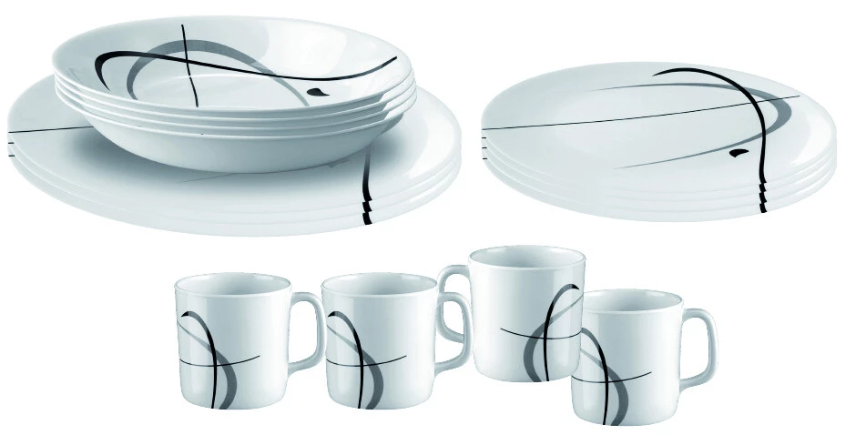 Brunner Melamine Service à vaisselles, blanc/noir 3 Brunner Melamine Service à vaisselles, blanc/noir