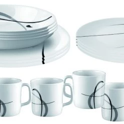 Brunner Melamine Service à vaisselles, blanc/gris